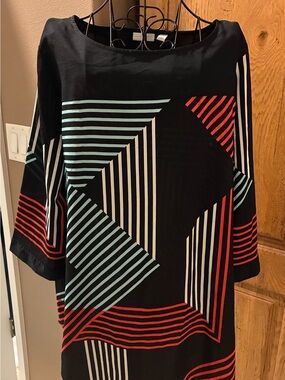 New York Company Geometric Stripe Shift Tunic/Dress - Modern Colorblock Design